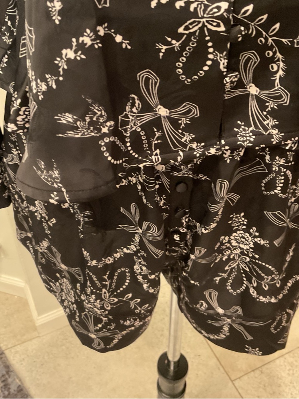 Free People Black Satin Floral-Print Pajama Short Set - Picture 5 of 11